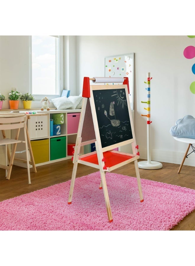 Adjustable Double-Sided Magnetic Art Easel for Kids - Wooden Drawing Chalkboard, Height Adjustable, Ideal for Creative Learning u0026 Artistic Fun for Ages 3-10 - Image 2