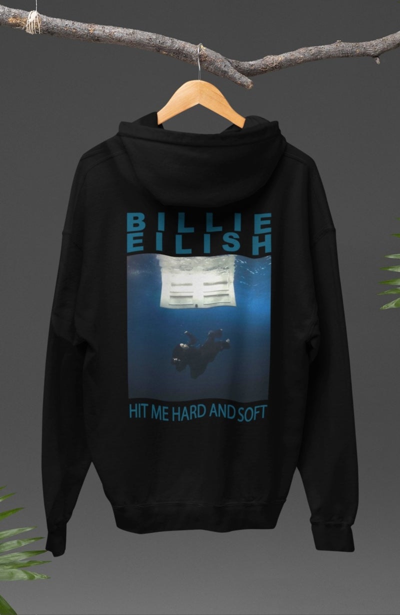 Fuddy Moda Hit Me Hard And Soft Back Printed Hooded Sweatshirt,oversize Billie Eilish Printed Hoodie - Image 4