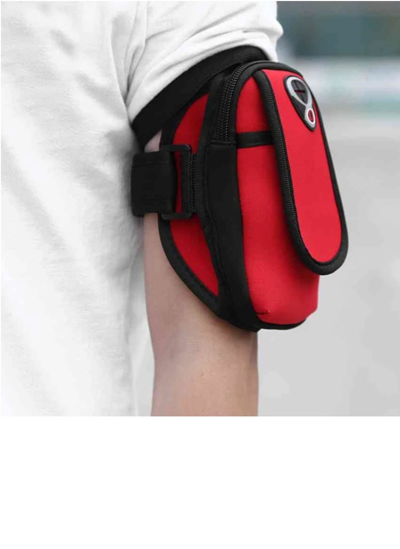 Rubik - Cell Phone Armband Pouch Bag Case for iPhone X, Xs, 8, 7, 6, 6S Samsung Galaxy S9, S8, S7, S6, A8 with Adjustable Band & Key Holder for Running, Walking, Gym, Red - Image 1