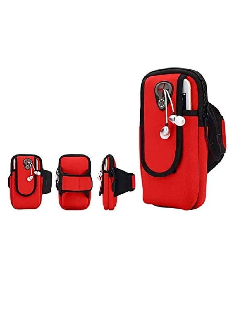 Rubik - Cell Phone Armband Pouch Bag Case for iPhone X, Xs, 8, 7, 6, 6S Samsung Galaxy S9, S8, S7, S6, A8 with Adjustable Band & Key Holder for Running, Walking, Gym, Red - Image 1
