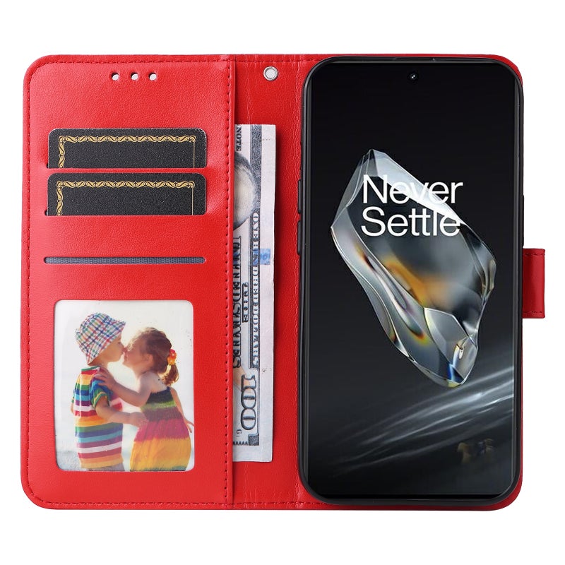 HuHa Case Cover For OnePlus 12 Embossed Sunflower Leather Phone Case(Red) - Image 4