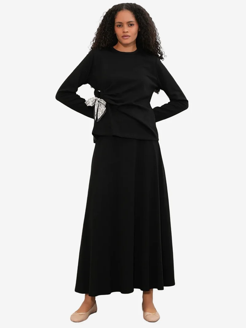 BIG DART BDART Long Sleeve Blouse And Wide-leg Skirt Coord