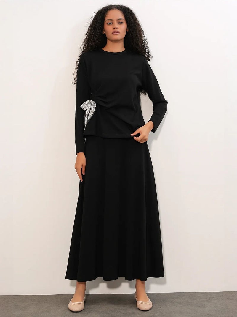 BIG DART BDART Long Sleeve Blouse And Wide-leg Skirt Coord - Image 1