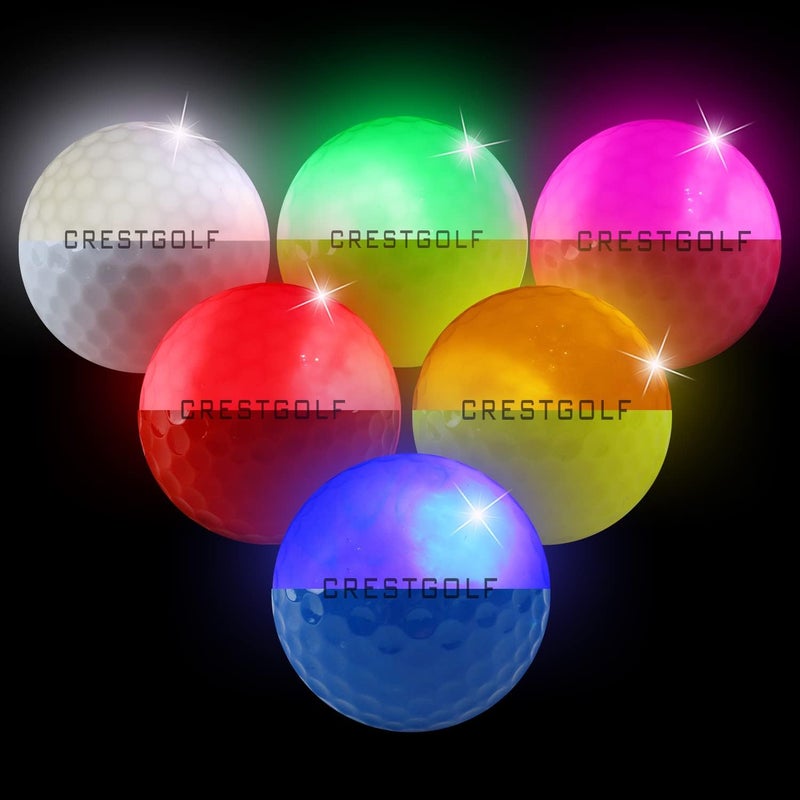 Crestgolf 4 Built-in Lights Glow Golf Balls | 300-hr Lighting Time Glow in The Dark Golf Balls | 3-Layer Design Light up Water Resistant LED Night Golf Ball(Multicolor 6pcs&3pcs - Image 2