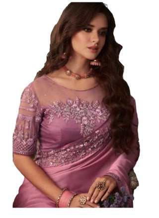 Pure Satin Silk Pink Saree With Embroidered Lace Border Plus Designer Net Fancy Unstitched Blouse - pzsku/Z3EFB3EC8FB243E57DC89Z/45/1746215124/1efbba4f-191d-42c6-b69c-39ccafab5779
