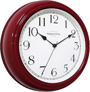 Presentime PresenTime & Co Chic Home Collection 10" Molly Clock, Silent No Ticking, Red Color - Image 1