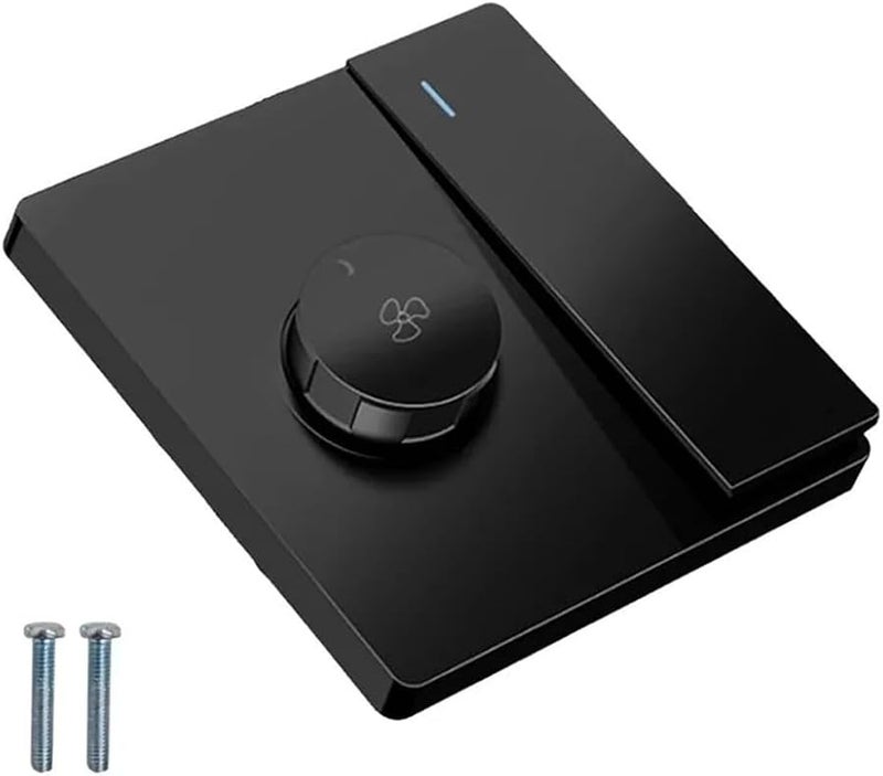Black Ceiling Fan Speed Control Switch Stepless Adjustment Flame Retardant PC Material - Image 1