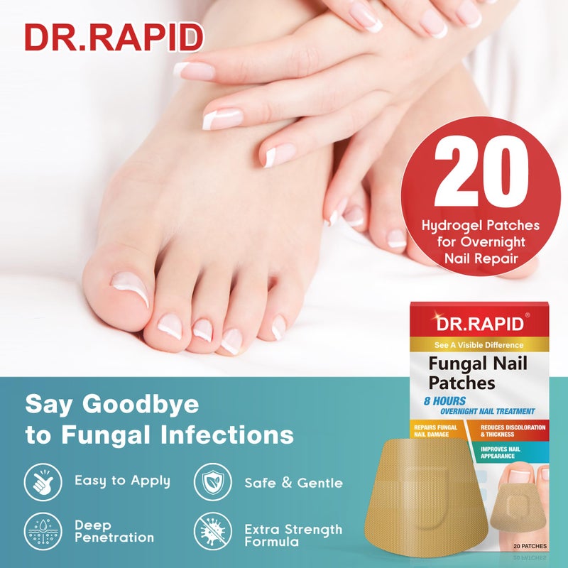 DR.RAPID Fungal Nail Patches, Toenail Fungus Treatment Extra Strength - 20 Fungal Nail Patches for Toe Nail Fungus Treatments, 8-Hour Nighttime Nail Fungus Patches for Nail Fungus Treatment - Image 3
