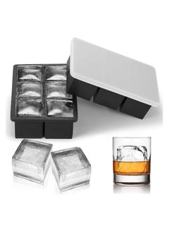 Large Ice Cube Tray with Lid for Whiskey Big Square Ice Cube Maker for Cocktail - 2Pack Silicone Old Fashioned Ice Cube Trays - Huge Cubed Ice Trays for Whisky