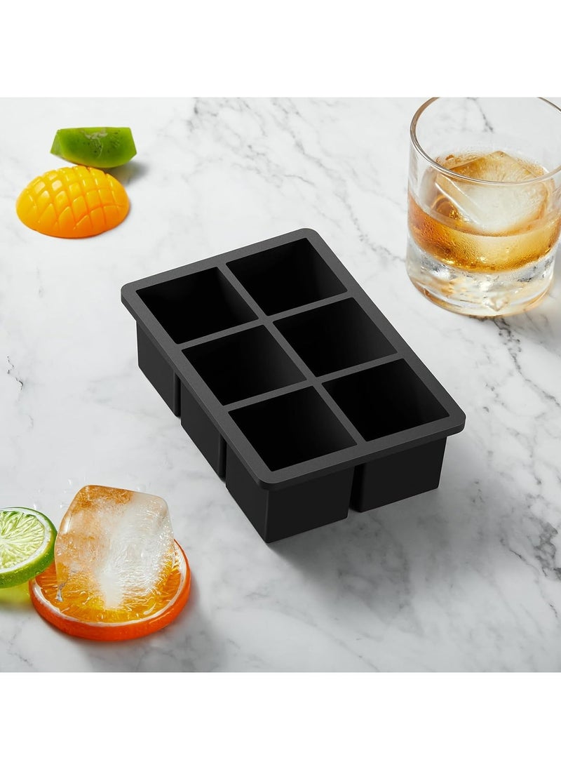Oasisgalore - Large Ice Cube Tray with Lid for Whiskey Big Square Ice Cube Maker for Cocktail - 2Pack Silicone Old Fashioned Ice Cube Trays - Huge Cubed Ice Trays for Whisky - Image 1