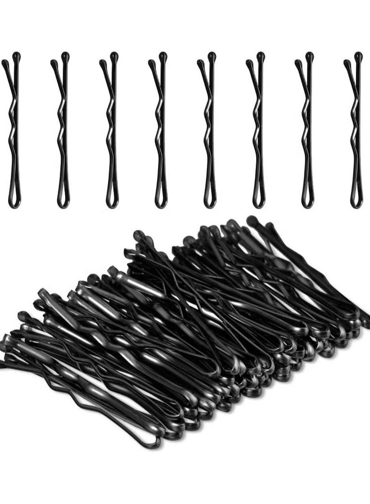 Star Beja 100 Pcs Black Bobby Pins Large Size – High Quality & Extra Strong Hair Pins for Thick Hair, Metal Wavy Hairpins for Weddings, Parties, Salons, Buns & Heavy Updo Hairstyles - Image 1