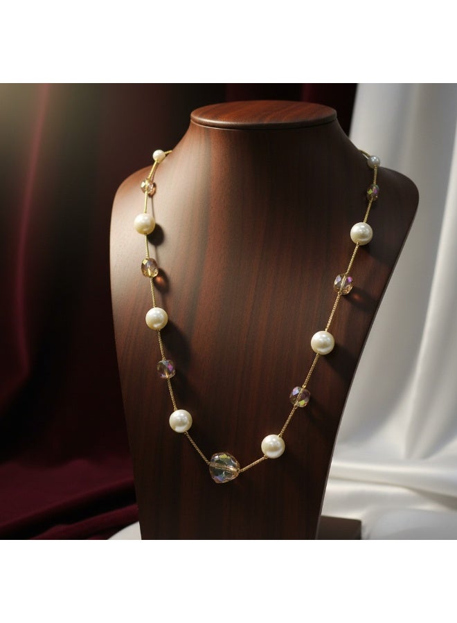 Pretty Precious Cubic Zirconia Mala Necklace for Women | Elegant CZ Beaded Long Necklace | Sparkling Fashion Jewellery for Parties & Special Occasions - Image 3