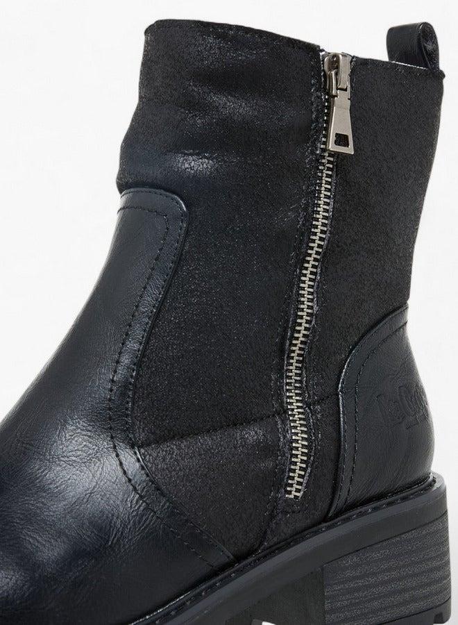Lee Cooper Women's Solid Block Heel Boots with Zip Closure - Image 4