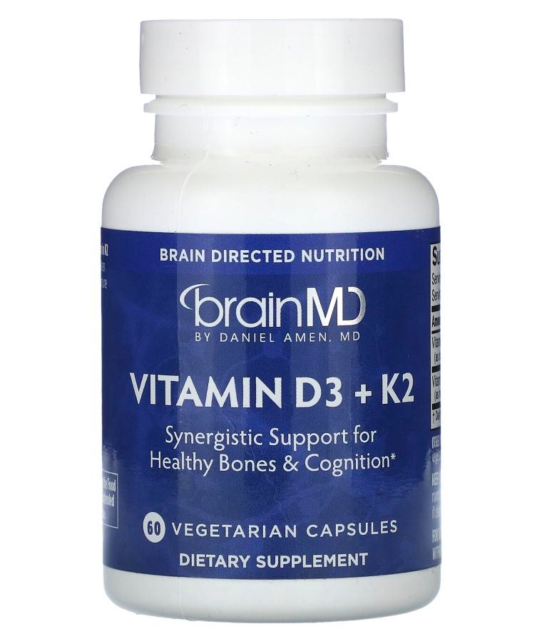 BRAINMD Vitamin D3 + K2 60 Vegetarian Capsules