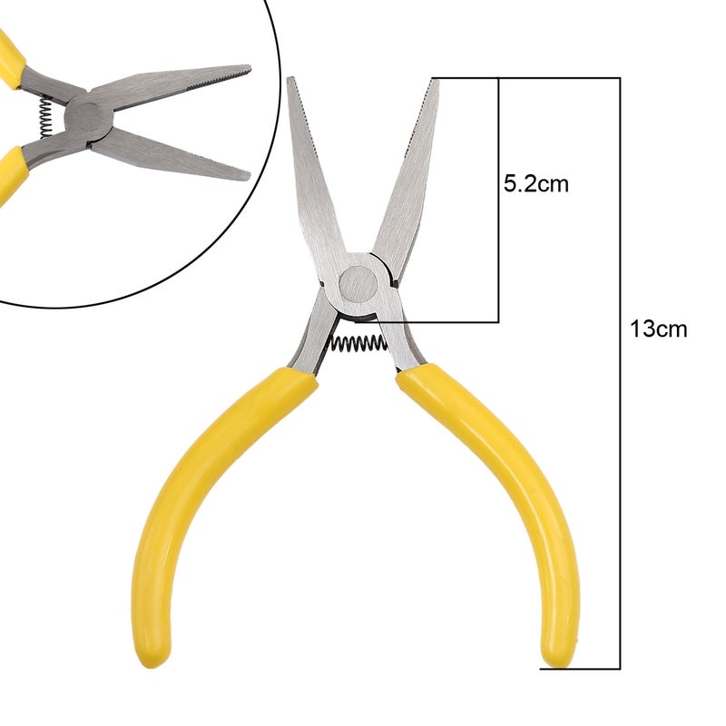 Handmade DIY Tool Pliers Multifunctional Punching Pliers Jewelry Toothless Pointed Nose Pliers Oblique Wire Cutting Pliers Hardware Tools #39 yellow handle flat nose pliers (with teeth) 