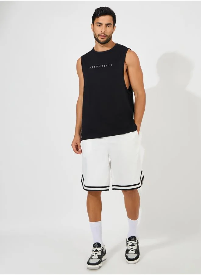ستايلي Styli Minimal Print Drop Armhole Cotton Tank