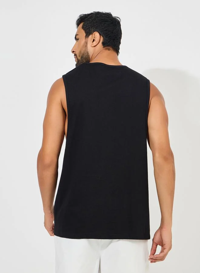 Styli Styli Minimal Print Drop Armhole Cotton Tank