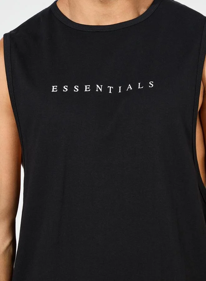 Styli Styli Minimal Print Drop Armhole Cotton Tank