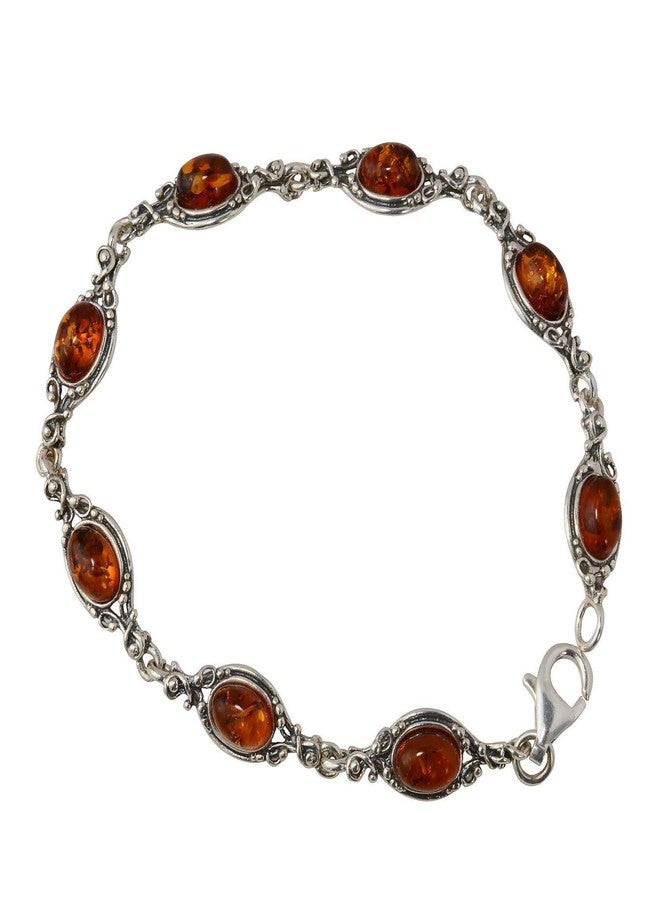 HolidayGiftShops Sterling Silver Honey Baltic Amber Bracelet Kim, Genuine Baltic Amber Bracelet for Women, Amber Jewelry for Women, Amber Bracelets for Adults, Sterling Silver Collection - Image 1