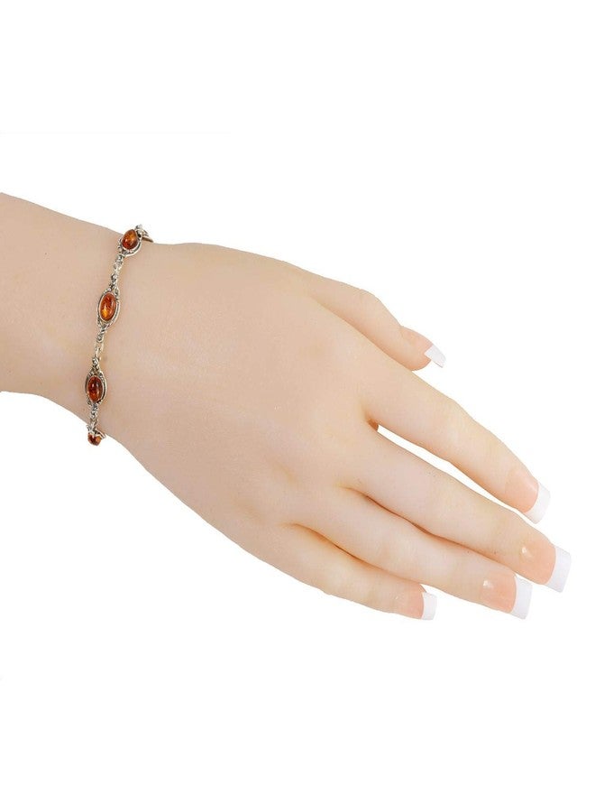 HolidayGiftShops Sterling Silver Honey Baltic Amber Bracelet Kim, Genuine Baltic Amber Bracelet for Women, Amber Jewelry for Women, Amber Bracelets for Adults, Sterling Silver Collection - Image 2