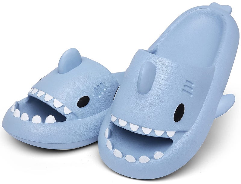 INMINPIN Men's and Women's Shark Slides Cloud Slippers Summer Novelty Open Toe Slide Sandals Anti-Slip Beach Pool Shower Shoes with Cushioned Thick Sole, Blue, 11-12 Women/9.5-10 Men - Image 4