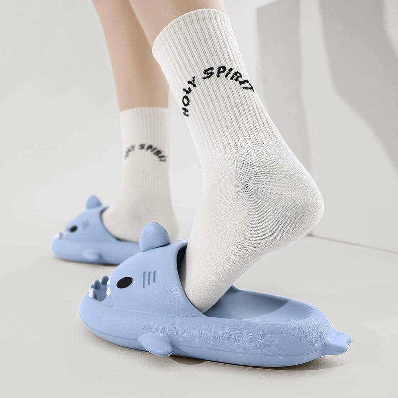 INMINPIN Men's and Women's Shark Slides Cloud Slippers Summer Novelty Open Toe Slide Sandals Anti-Slip Beach Pool Shower Shoes with Cushioned Thick Sole, Blue, 11-12 Women/9.5-10 Men - Image 3