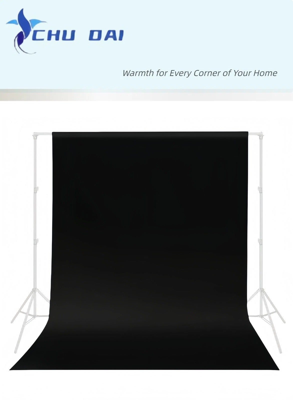 CHU DAI 3M X 1.5M Black Backdrop Curtain, Black Photo Backdrop for Photoshoot, Party, Video Recording, Back Drop Background Cloths Polyester Fabric, for Photography, Birthday (Backdrop only)