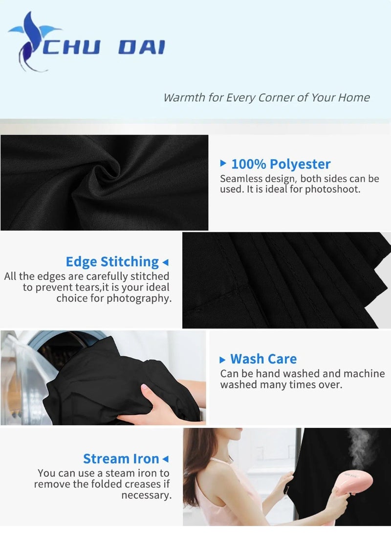 CHU DAI 1.5x3m Black Backdrop Curtain, Black Photo Backdrop for Photoshoot, Party, Video Recording, Back Drop Background Cloths Polyester Fabric, for Photography, Birthday (Backdrop only)  - Image 3