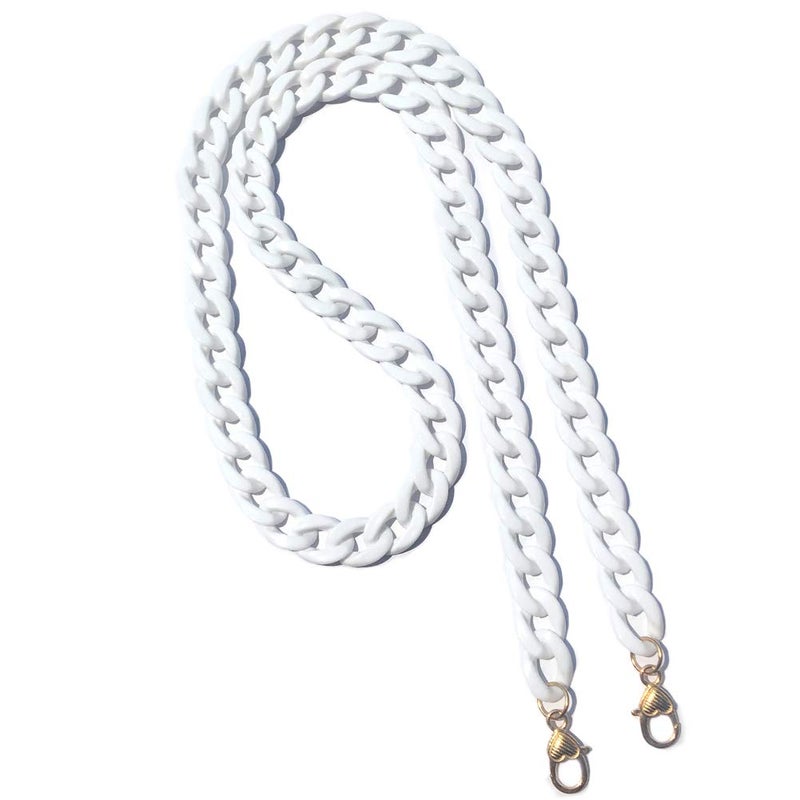 AUMEY 40 Inches DIY Resin Bag Strap Plastic Ladies Bag Chain Shoulder Cross Body Bag Handbag Purse Replacement Chain Strap Set with Buckles (White)
