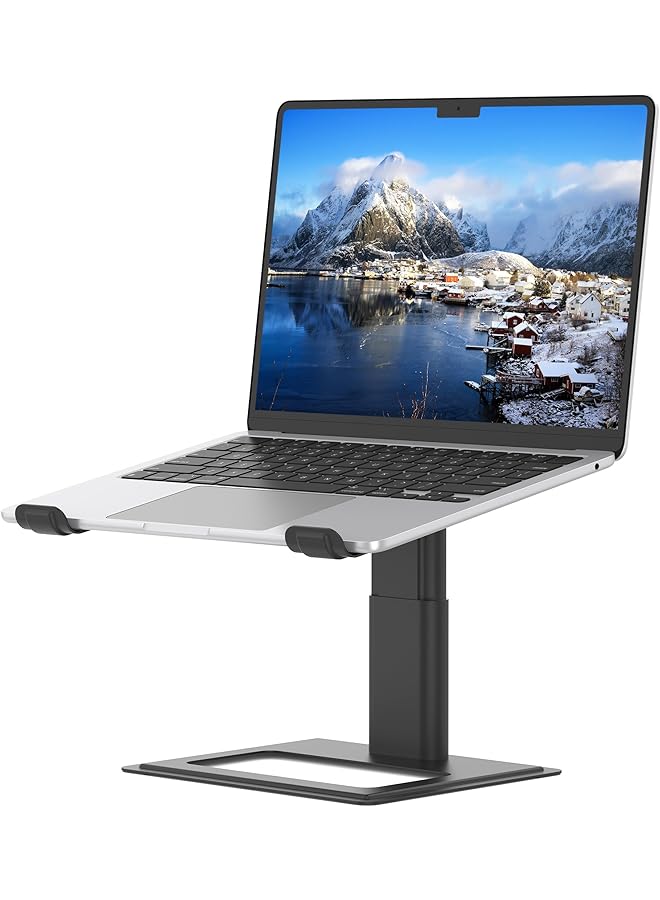 erorex Adjustable Laptop Stand For Desk Computer Stand Ergonomic Laptop Riser Holder Compatible With 10 To 17.3 Inches Notebook Pc Computer Aluminum Black  - Image 1