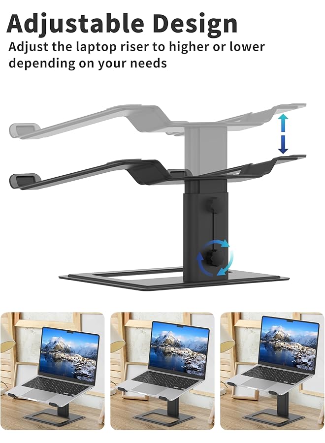 erorex Adjustable Laptop Stand For Desk Computer Stand Ergonomic Laptop Riser Holder Compatible With 10 To 17.3 Inches Notebook Pc Computer Aluminum Black  - Image 3