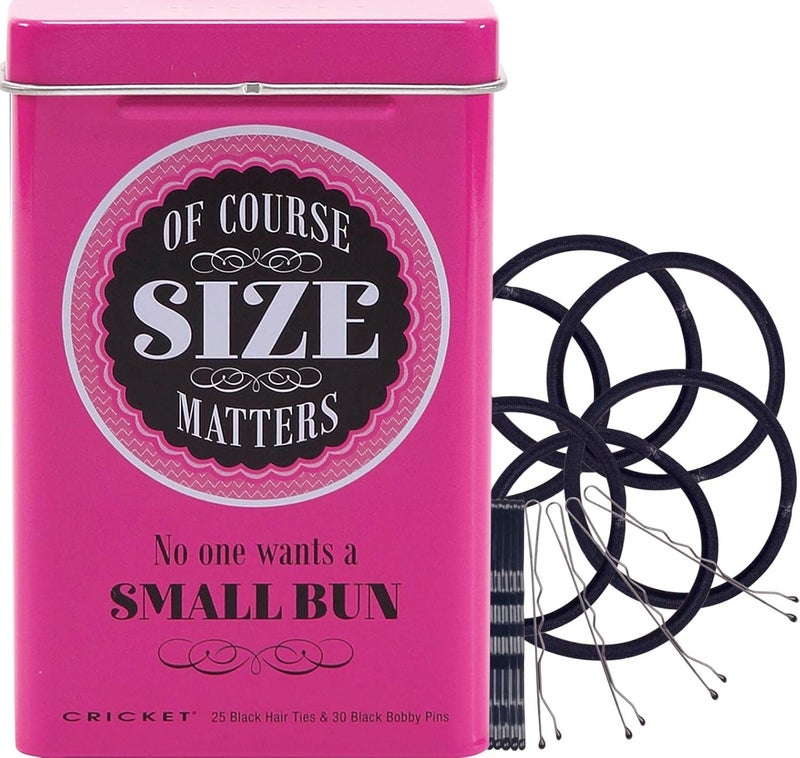 Cricket Size Matters Bobby Pins  Hair Ties in Reusable Tin  55 PC Set with NonMetal Ties for Home Salon or OntheGo Pink