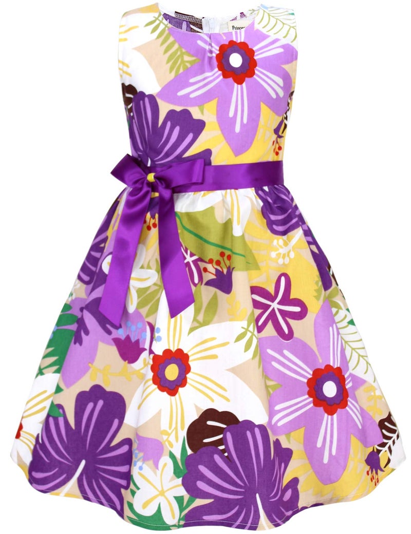 PrinceSasa Sleeveless Summer Girls Toddler Kids Floral Dress Clothes,E67,7-8 Years(Size 140) - Image 1