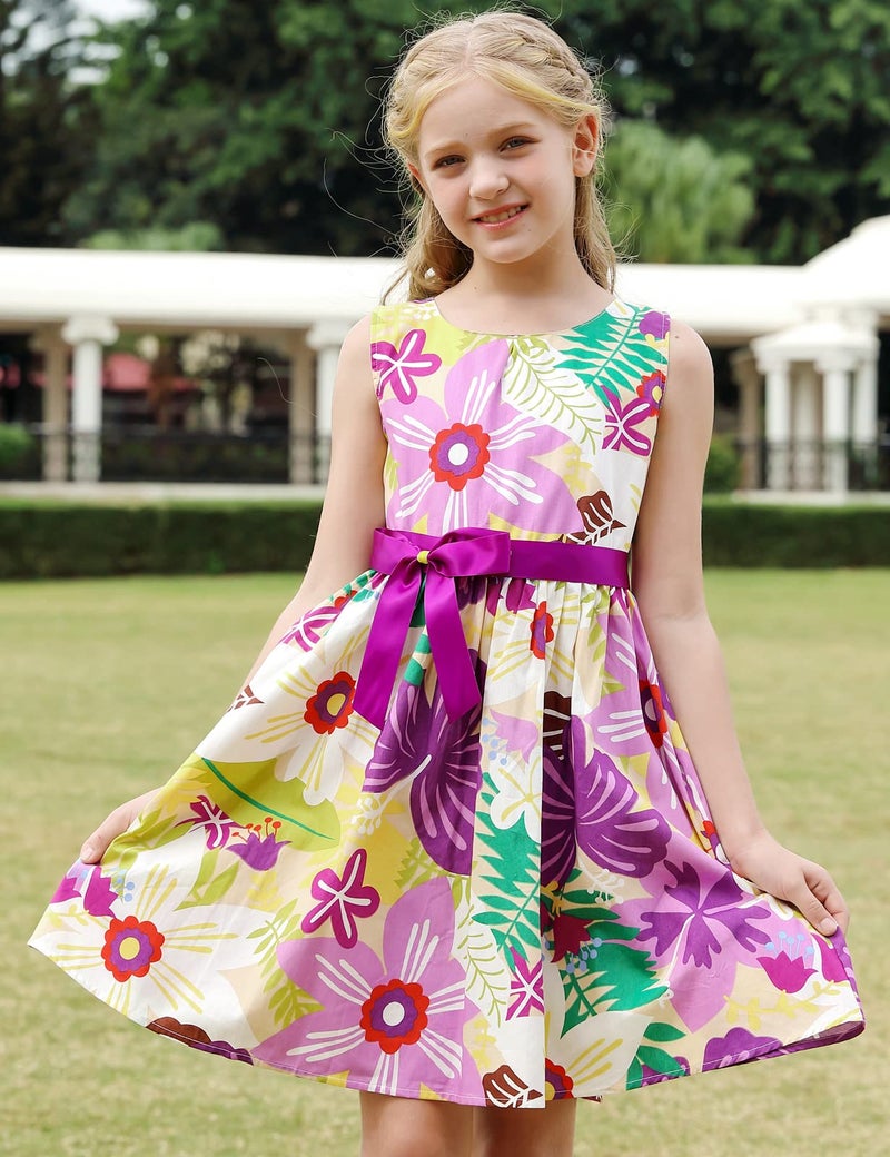 PrinceSasa Sleeveless Summer Girls Toddler Kids Floral Dress Clothes,E67,7-8 Years(Size 140) - Image 2