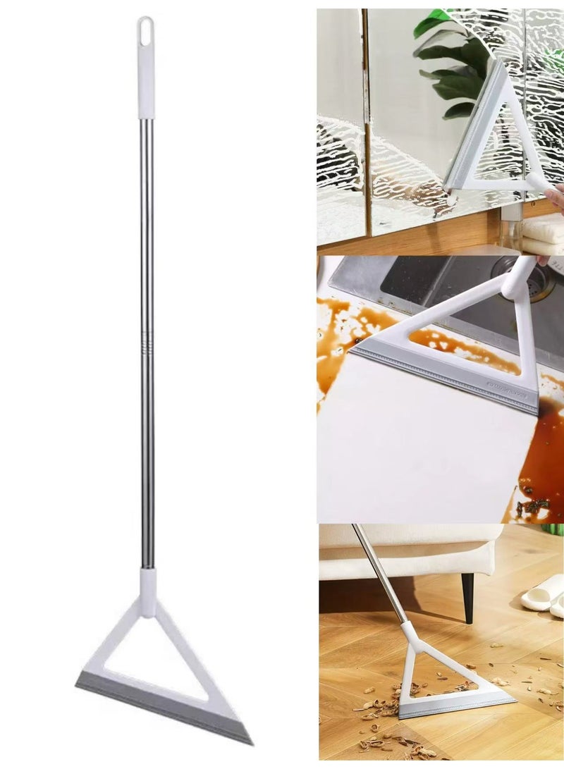 مكنسة ممسحة مطاطية سحرية ممسحة ارضيات – قاعدة سيليكون دوارة 180 درجة مساحة مساحات مع عمود من الفولاذ المقاوم للصدأ – منظف سريع الجفاف للمياه والغبار للأرضيات والبلاط والحمام والنوافذ - Image 1