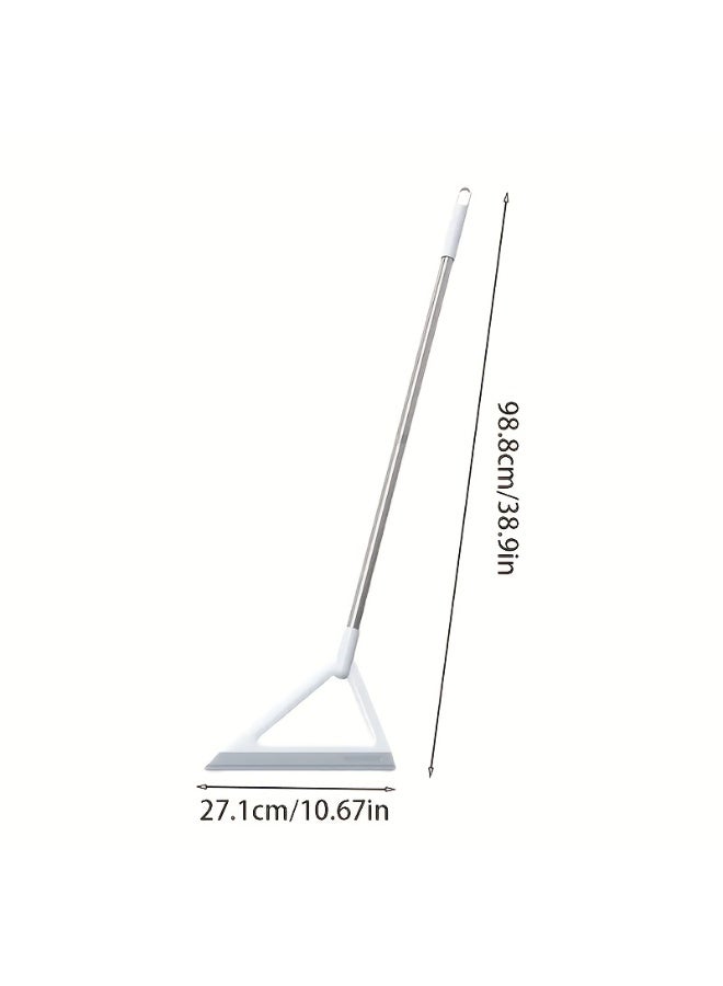 مكنسة ممسحة مطاطية سحرية ممسحة ارضيات – قاعدة سيليكون دوارة 180 درجة مساحة مساحات مع عمود من الفولاذ المقاوم للصدأ – منظف سريع الجفاف للمياه والغبار للأرضيات والبلاط والحمام والنوافذ - Image 3