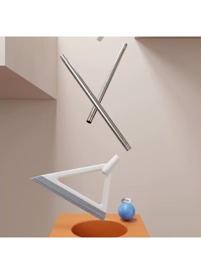 مكنسة ممسحة مطاطية سحرية ممسحة ارضيات – قاعدة سيليكون دوارة 180 درجة مساحة مساحات مع عمود من الفولاذ المقاوم للصدأ – منظف سريع الجفاف للمياه والغبار للأرضيات والبلاط والحمام والنوافذ - Image 4