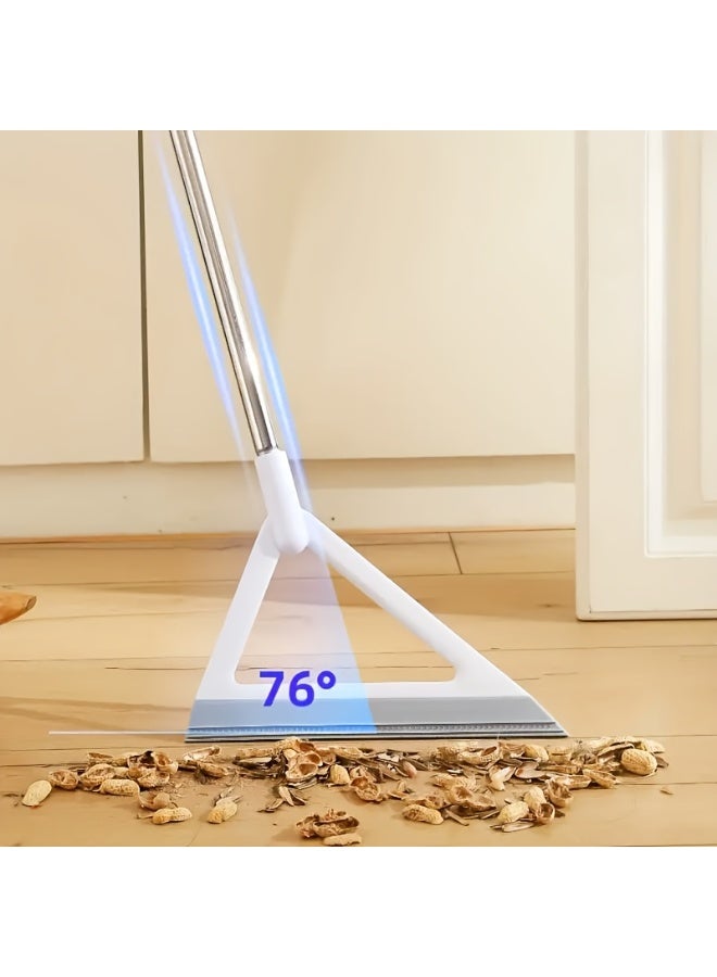 مكنسة ممسحة مطاطية سحرية ممسحة ارضيات – قاعدة سيليكون دوارة 180 درجة مساحة مساحات مع عمود من الفولاذ المقاوم للصدأ – منظف سريع الجفاف للمياه والغبار للأرضيات والبلاط والحمام والنوافذ - Image 5