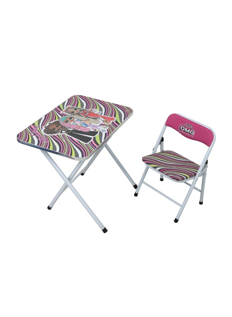 ام جي اي طقم طاولة وكرسي تعليمي للأطفال من إم جي إيه إل أو إل قابل للطي متعدد الأغراض بمسند بوليستر فولاذي - Image 1