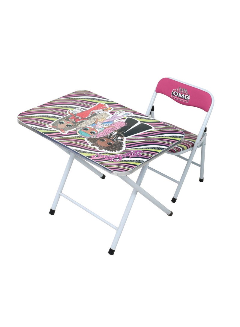 ام جي اي طقم طاولة وكرسي تعليمي للأطفال من إم جي إيه إل أو إل قابل للطي متعدد الأغراض بمسند بوليستر فولاذي - Image 2