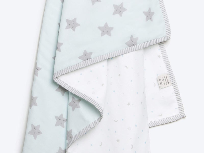 Masilo Organic Cotton Mulmul Dohar Blanket for Babies-Cradle Organic Cotton Softest Baby Blanket Wrapper Babies 0 to 36 Months - Sleepy Star (Blue) - Image 5