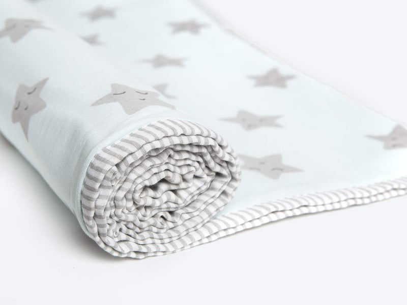 Masilo Organic Cotton Mulmul Dohar Blanket for Babies-Cradle Organic Cotton Softest Baby Blanket Wrapper Babies 0 to 36 Months - Sleepy Star (Blue) - Image 3