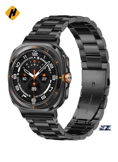 Stainless Steel Band Compatible with Samsung Galaxy Watch Ultra 47mm (2024), Men Women No Gap Metal Business Classy Dressy Replacement Strap for Galaxy Watch 7 Ultra Bands-Black