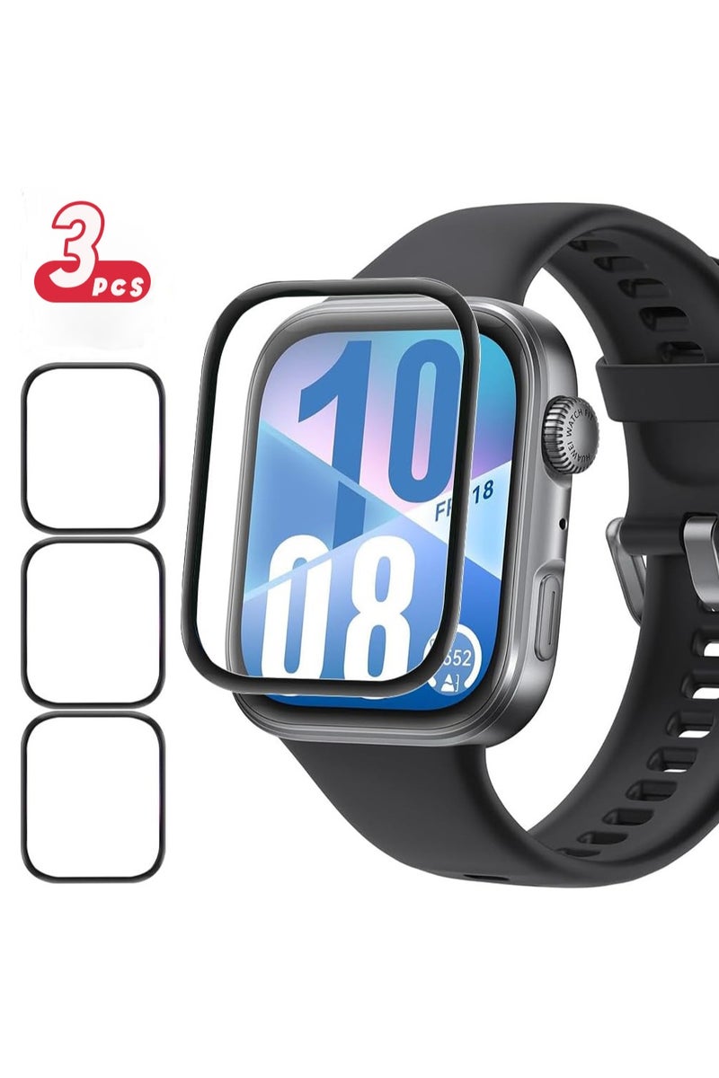 DKNG 3pcs Huawei Watch Fit 4  Screen Protector HD Clear Scratch Anti Foam Abrasion Resistant 3D Full Screen Coverage Case Curved Edge Screen Protector Black - Image 1