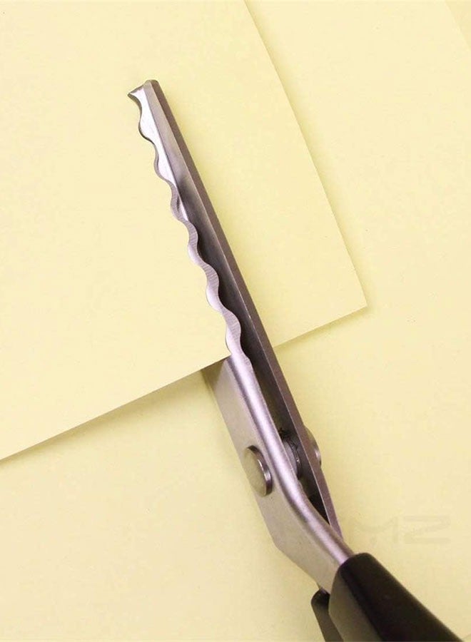 Mmmon Fabric Pinking Shears Craft Scissors,Serrated Scalloped stainless Steel Handled Professional Sewing black Scissors,Sewing Scissors for Leather, Tailoring,Paper Craft Hand shears etc.(Serrated 5mm)  - Image 5