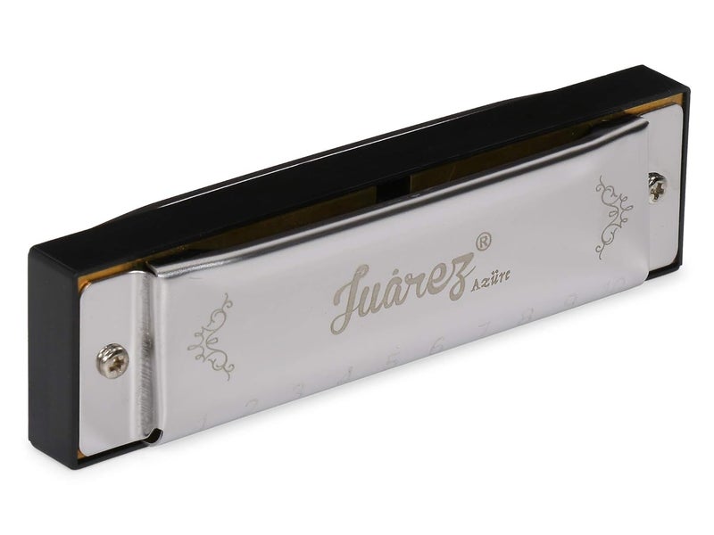Juarez JRH10A-G Diatonic Professional Blues Harmonica Key of G Scale | 10 Holes | Mouth Organ | Cover – Stainless Still | Comb - ABS | Reed - Phosphor Bronze with Case - Image 2