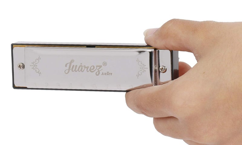 Juarez JRH10A-G Diatonic Professional Blues Harmonica Key of G Scale | 10 Holes | Mouth Organ | Cover – Stainless Still | Comb - ABS | Reed - Phosphor Bronze with Case - Image 3