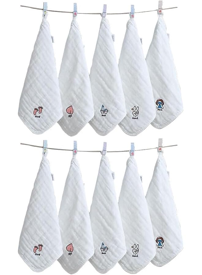 JZS 10 Pcs Baby Washcloths Baby Musulin Washcloths Newborn Face Towel Natural Cotton Baby Wipes Soft Newborn Baby Face Towel For Sensitive Skin Baby Shower Registry (30X30Cm) - Image 1