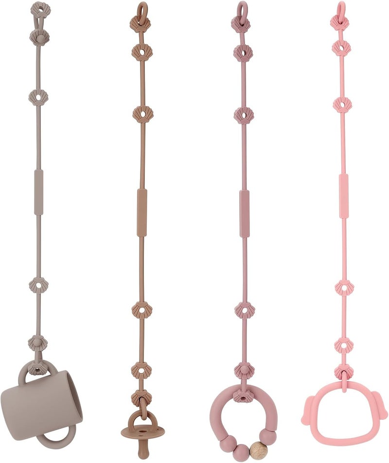Socub 4pcs Toy Safety Straps, Socub Silicone Adjustable Baby Pacifier Teether Straps, Toddler Toy Bottle Harness Straps for Strollers, High Chair, Cribs, Bags, BPA Free - Image 1