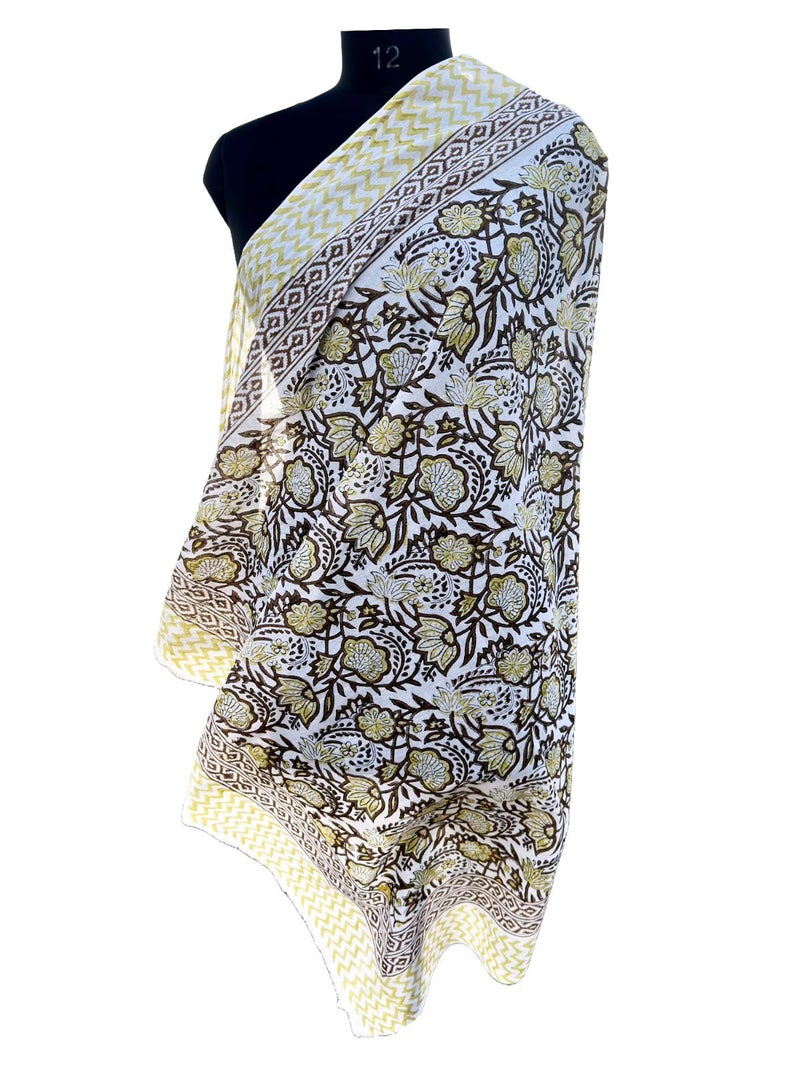 Hand block floral print cotton scarf beach sarongs soft voile summer pario (multicolor, 44x74) - Image 5